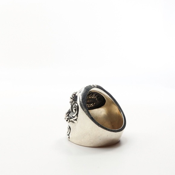 King Baby Studio Floral Scroll Belief Skull Ring Silver .925 MSRP $615 Size 8 - Picture 4 of 12